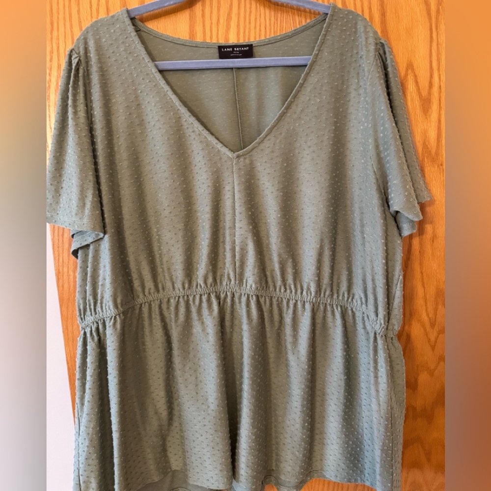 Lane Bryant Olive Green V-Neck Top